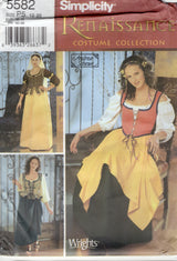 2000's Simplicity Renaissance Costume Collection Corset Top, Skirt, Veil, and Blouse Pattern - Bust 34-42" - No. 5582