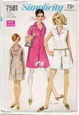 1960's Simplicity Romper (Pantdress) Pattern with two sleeve lengths - Bust 32.5" - No. 7581