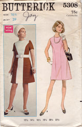 1960's Butterick Princess Line Dress Pattern - Bust 39" - No. 5308
