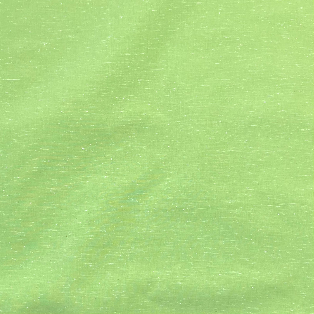 1970's Green/White Woven Cotton Blend Fabric - BTY