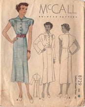 1930's McCall One Piece Shirtwaist with Draped Back and Tucked Bodice in Two Sleeve Lengths - Bust 36" - No. 8729