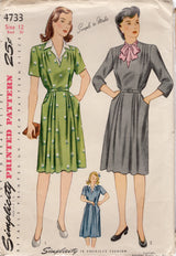 1940's Simplicity Maternity Dress, Dickey and Belt pattern - Bust 30" - No. 4733