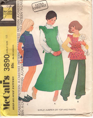 1970's McCall's Child's Pinafore or Jumper Dress and Pants Pattern - Chest 30