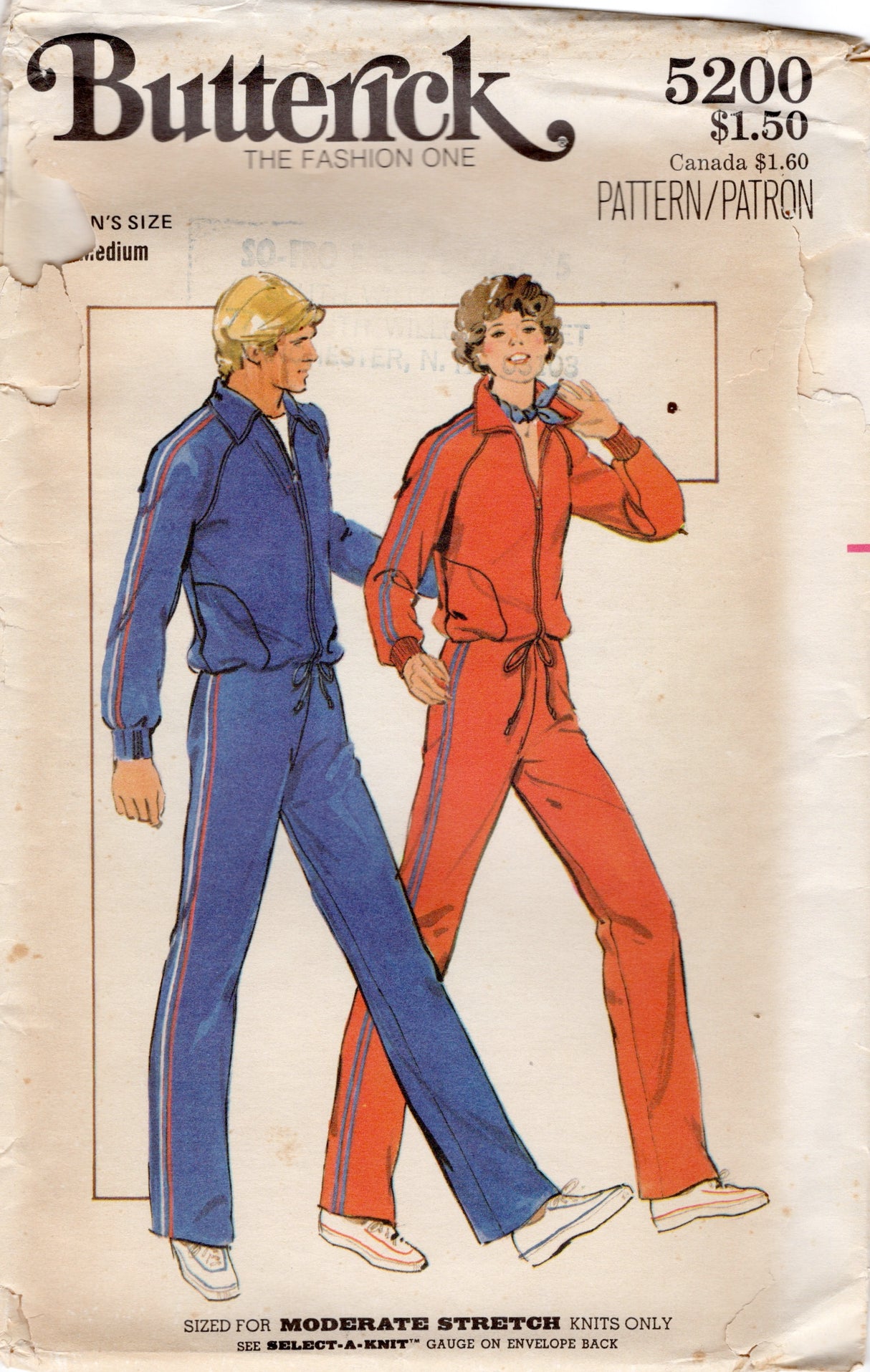 1970's Butterick Men's Track Suit Pattern - Chest 38-40" - No. 5200