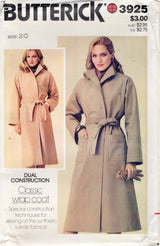 1980's Butterick Coat and Belt Pattern - Bust 42" - No. 3925