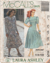 1980's McCall's Laura Ashley Drop Waist Dress with Pleated Skirt and Sailor Collar Pattern  - Bust 36" - No. 3925