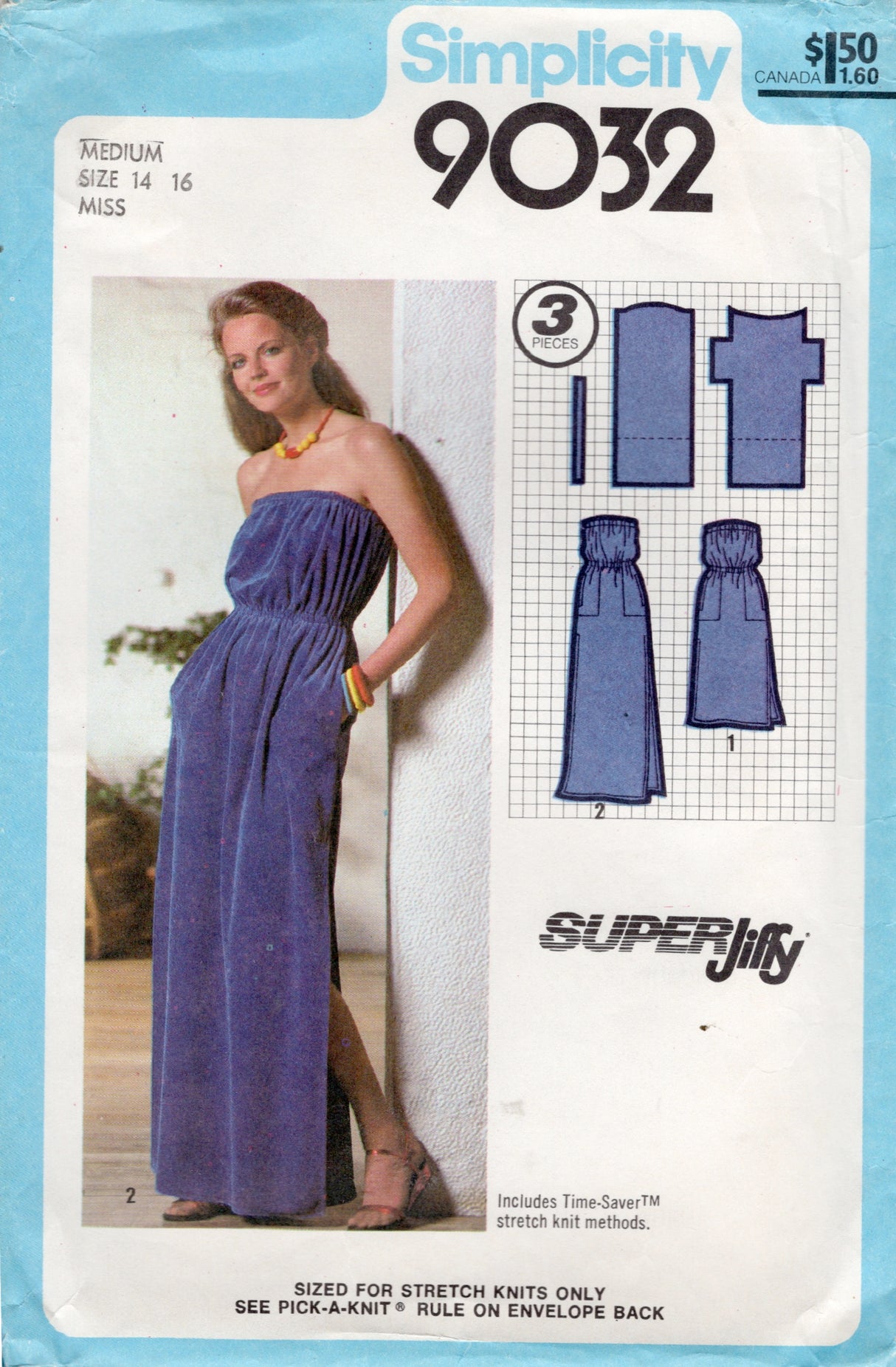 1960's Simplicity SUPER JIFFY Strapless Dress Pattern - Bust 36-38" - No. 9032