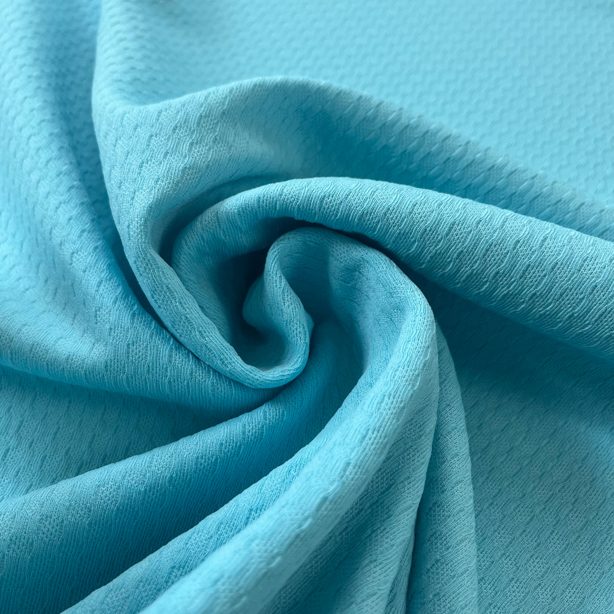 1970's Aquamarine Waffle Knit Fabric- BTY