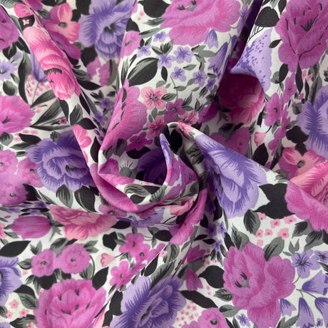 1990’s Purple and Pink Floral design fabric - Poly/Rayon blend