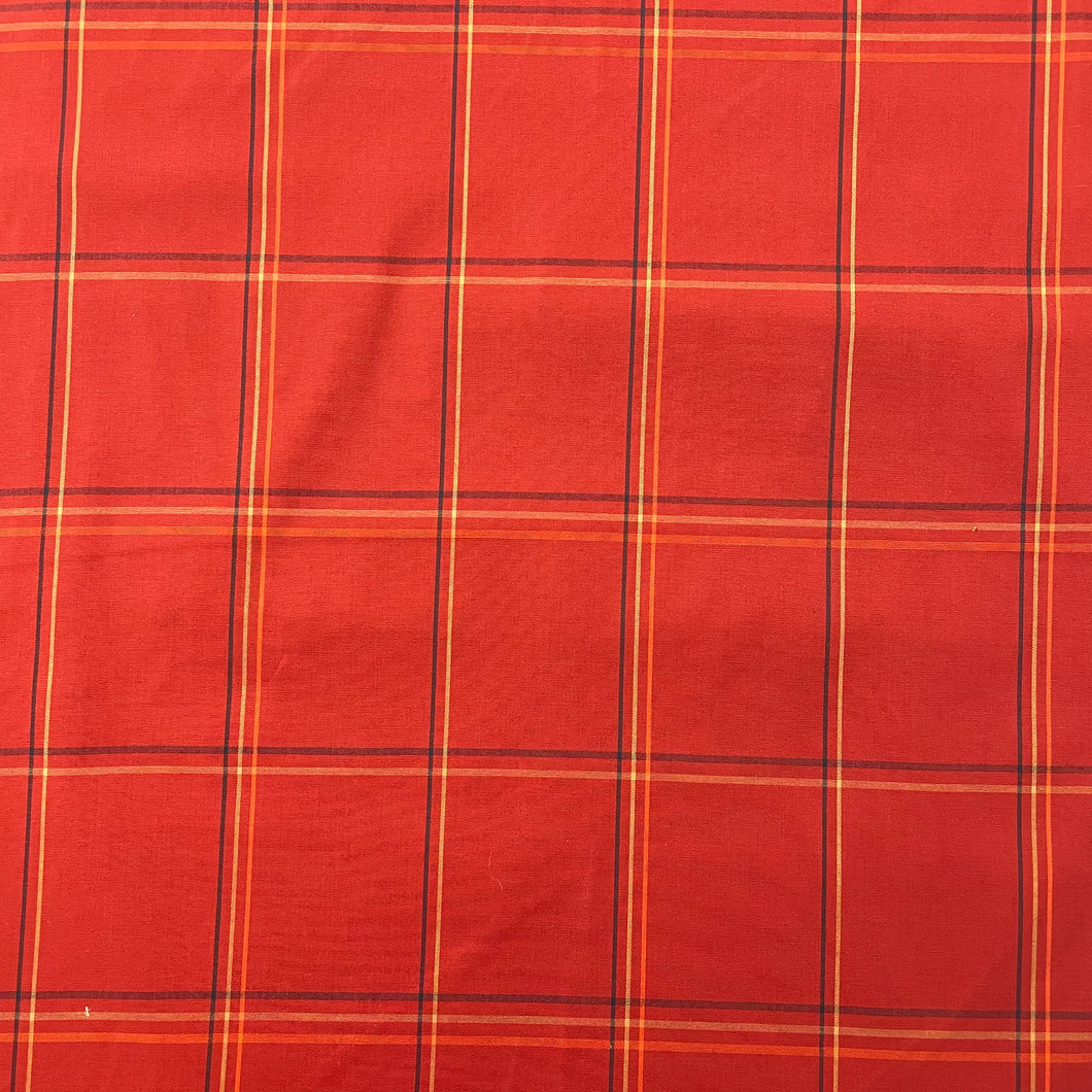 1970/80’s  Red, Yellow and Black Plaid - Cotton blend - BTY