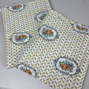 1940’s Yellow Rose Print Cotton Feedsacks on white - set of 2