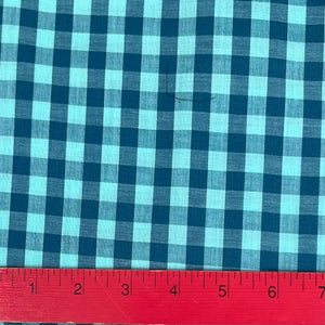 1970’s Blue and Light Blue Gingham Fabric - Cotton blend