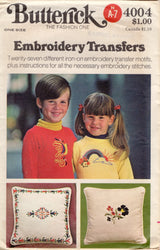 1970's Butterick 27 Embroidery Transfer - One Size - No. 4004