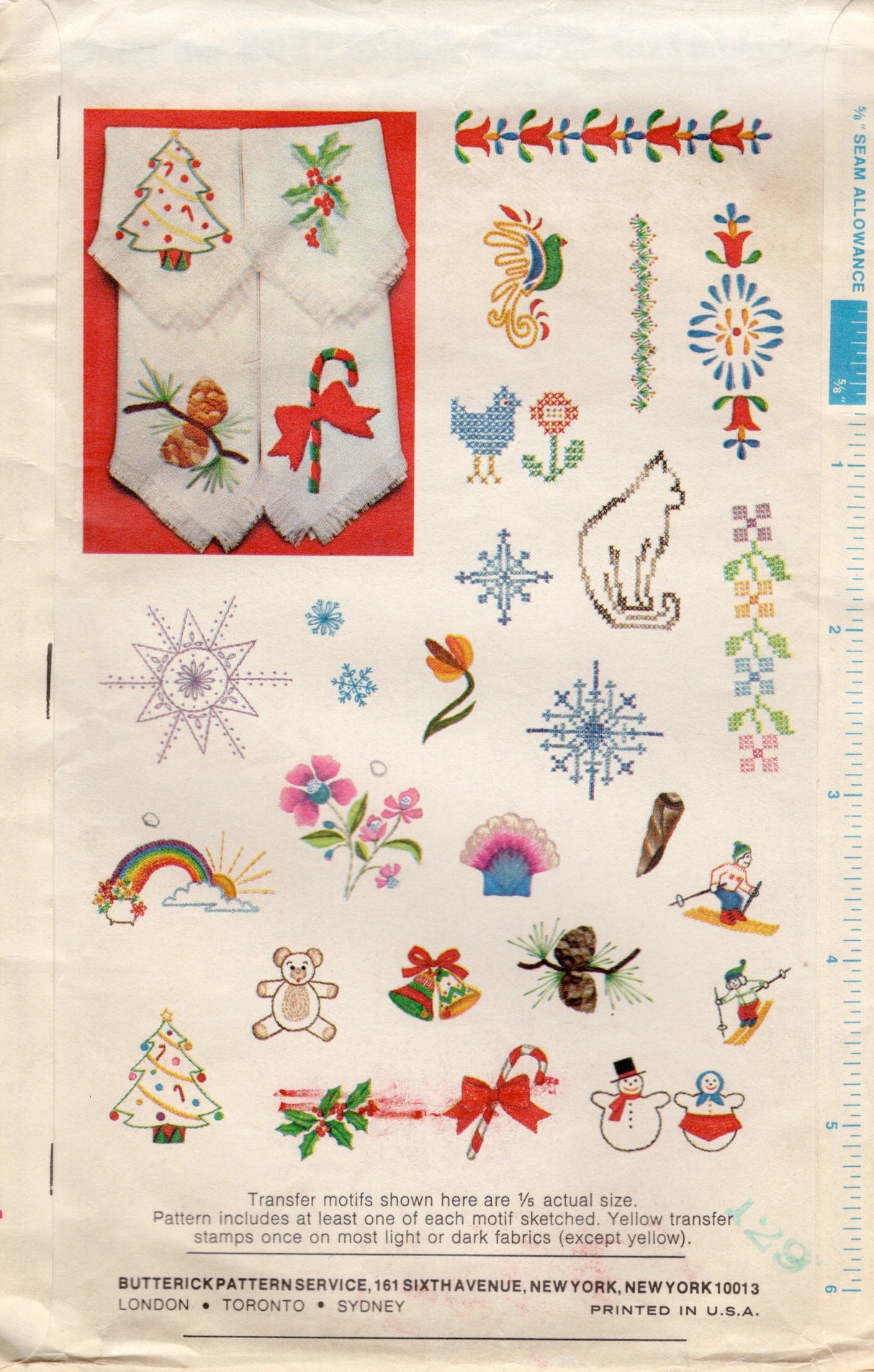 1970's Butterick 27 Embroidery Transfer - One Size - No. 4004