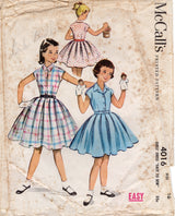 1950's McCall's Child's Fit and Flare Shirtwaist Dress Pattern - Chest 28" - No. 4016