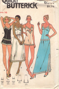 1980's Butterick Camisole, Tap Pants, Bodysuit with cut out and Half-Slip pattern - Bust 38" -  No. 6361