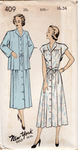 1940's New York Button Up Maternity Dress with Large Yoke and Collarless Jacket - Bust 32-36" - No. 409