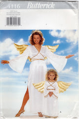 1990's Butterick Adult & Child's Angel Costume Pattern including Wings and Headpiece - Chest 21-25.5” & Bust 30.5-40" - No. 4116