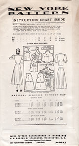 1940's New York by Louise Scott Blouse with Large Ruffle, Puff Sleeves and A line skirt - Bust 31-33" - No. 415