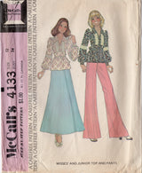 1970's McCall's  Peplum Shirt and Wide Leg Pants Pattern - Bust 34" - No. 4133