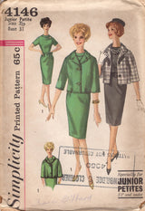 1960's Simplicity Sheath Dress and Boxy Jacket Pattern - Bust 31-33" - No. 4146