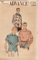 1950's Advance Men's Yoked Shirt Pattern - Chest 38-40" - No. 7105