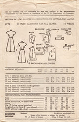 1940's Advance Shirtwaist Dress Pattern - Bust 32" - No. 4178