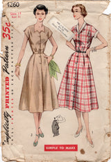 1950's Simplicity "Simple to Make" One Piece Dress - Bust 32" - No. 4260