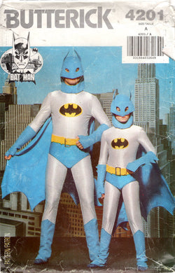 1980's Butterick Very Easy Adult Batman Costume- Chest 30-40