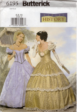 2000's Butterick Making History Costume Collection Civil War Era Princess Bodice Dress with Full Skirt Pattern - Bust 30.5-32.5