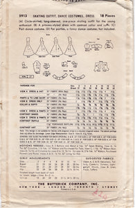 1950's Butterick Ice Skating Outfit Dance Costume or Princess Line Dress Pattern - Bust 32" - No. 5913