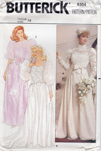 1980's Butterick Wedding Dress Pattern, Sweetheart or High Neckline Bridal Gown and Bridesmaid Dress Pattern - Bust 36" - no. 6304