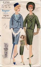 1960's Vogue Two Piece Suit and Blouse Pattern - Bust 34" - No. 4250