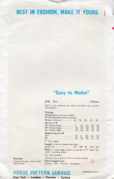 1960's Vogue A-line Skirt Pattern with Inverted Pleats- Waist 26" - No. 6728