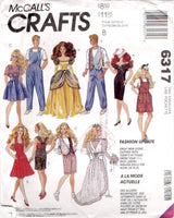 1990's McCall's Pinafore, Overalls, Vest, Cocktail Dress, and Wedding Dress Doll Clothes pattern - 11.5" doll - No. 6317