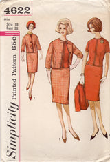 1960's Simplicity Two Piece Suit and Blouse Pattern - Bust 38" - No. 4622