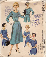 1950's McCall's One Piece Dress with Collar, Scarf, Bow and Cuffs - Bust 43" - No. 4275