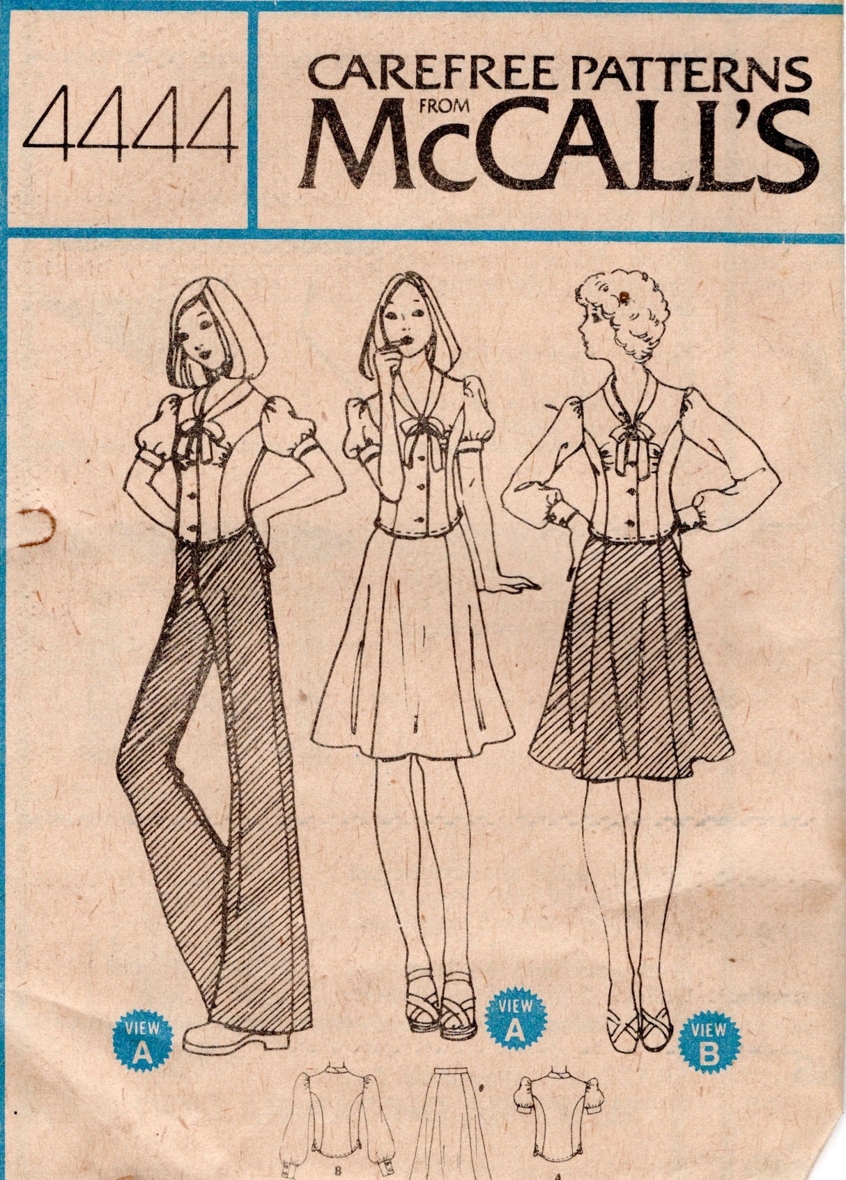 1970's McCall's Princess Line Button Up Blouse and Flared Skirt Pattern - Bust 34" - No. 4444