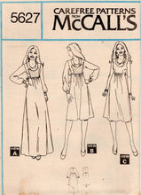 1970's McCall's Maxi or Midi Pullover Cowl Neck Dress or Tunic Pattern with or without Sleeves  - Bust 31.5-36" - No. 5627