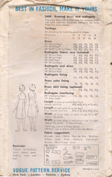 1960’s Vogue One Piece Empire Waist Evening Dress and Redingote Coat Pattern - Bust 31” - No. 5688