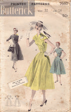 1950's Butterick One Piece Dress with Capelet Yoke - Bust 32" - No. 7660