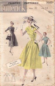 1950's Butterick One Piece Dress with Capelet Yoke - Bust 32" - No. 7660