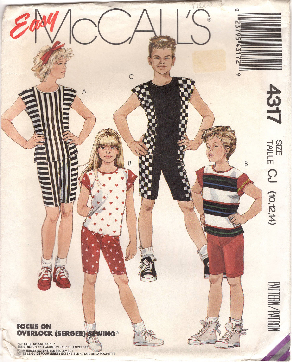 1980's McCall's Child's Pullover Top and Shorts Pattern - Chest 28.5-30-32" - No. 4317