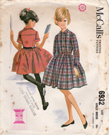 1960's McCall's Child's Shirtwaist Fit and Flare Dress Pattern with Elbow Patch on Long Sleeve - Chest 26" - No. 6932