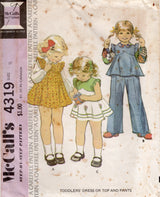 1970's McCall's Child's Yoked Dress or Top and Pants pattern - Chest 19" - No. 4319