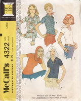 1970's McCall's Set of Knit Tops Pattern with or without hood - Bust 40-42" - No. 4322