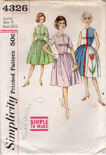 1960's Simplicity One Piece Dress Pattern with Color Block optional - Bust 30.5" - No. 4326