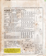 1970's McCall's Unlined Jacket, Skirt and Wide Leg Pants pattern - Bust 32.5" - No. 4365