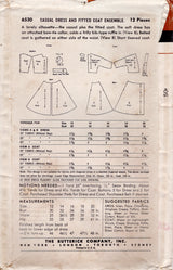 1950's Butterick Casual Dress and Fitted Coat Pattern - Bust 34" - No. 6530