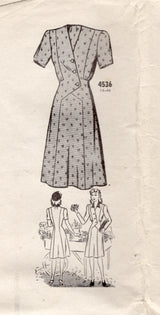 1940's Mail Order One Piece Surplice Dress Pattern - Bust 36" - No. 4536